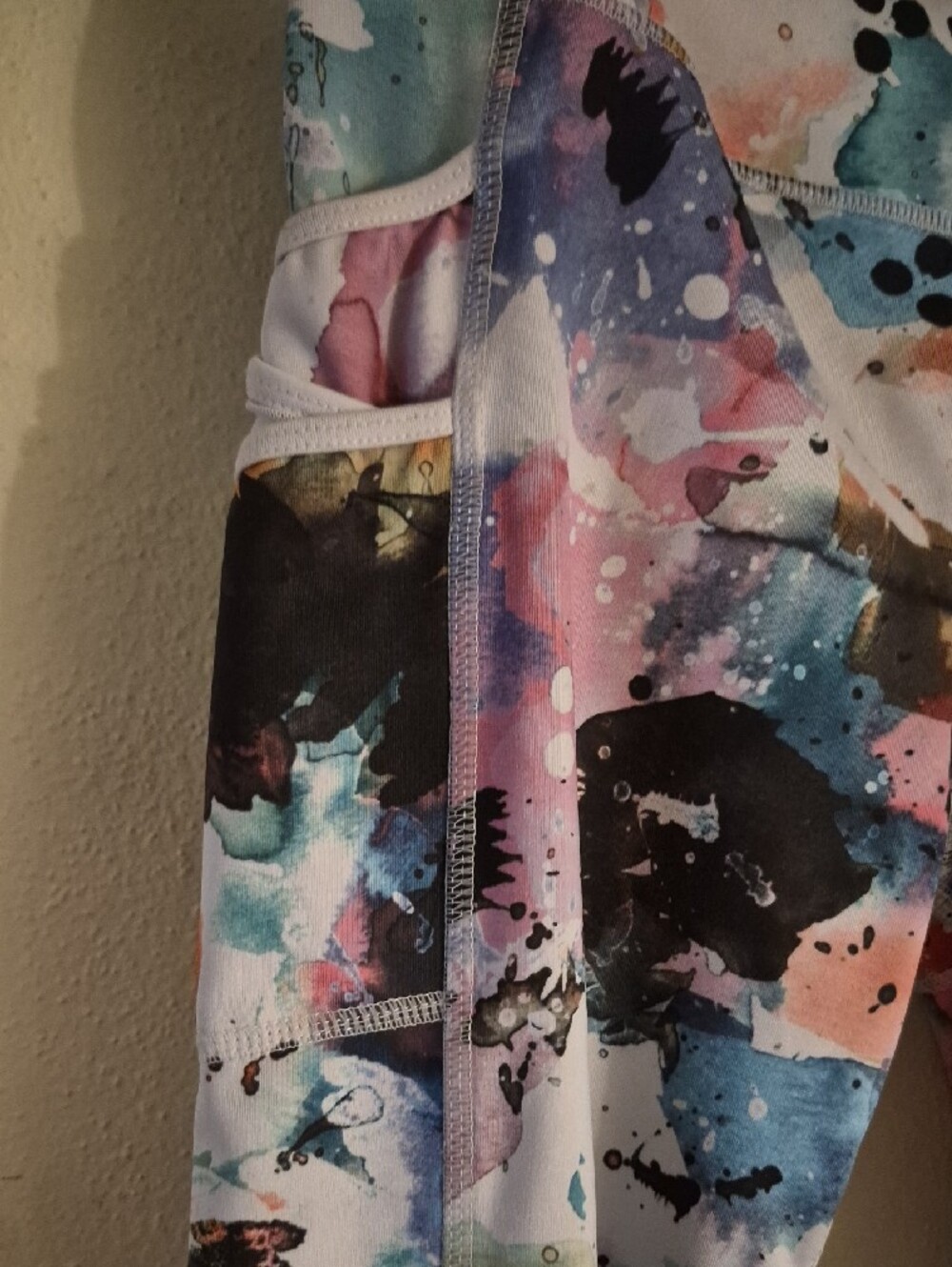 Womena Multicolor Watercolor Print Yoga Leggings - Picture 2 of 7